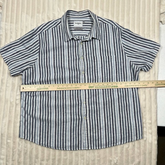 Goodfellow XXL Striped Linen Button Up Beach Shirt Blue and White - Picture 2 of 7
